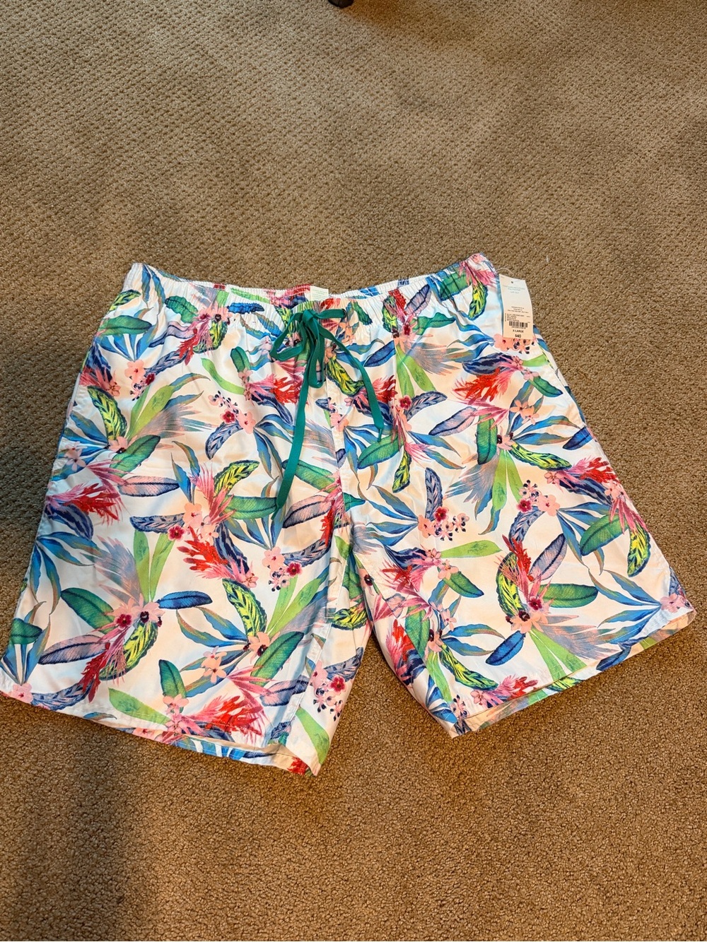 jcpenney White Tropical Floral Drawstring Athletic Shorts